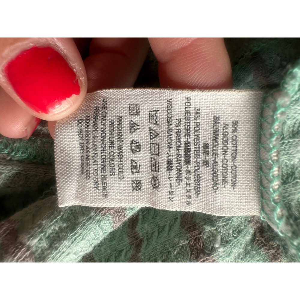 We The Free Free People Striped Waffle Knit Peplum Thermal Top Green XS - Picture 7 of 8